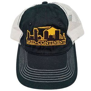 Mid Continent Hat Cap Black White Adjustable Mesh Back MidContinent Yellow